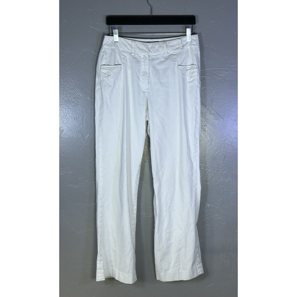 Sandro Women's White Straight Leg Classic Trousers Size 6 Quite Luxury Old Money